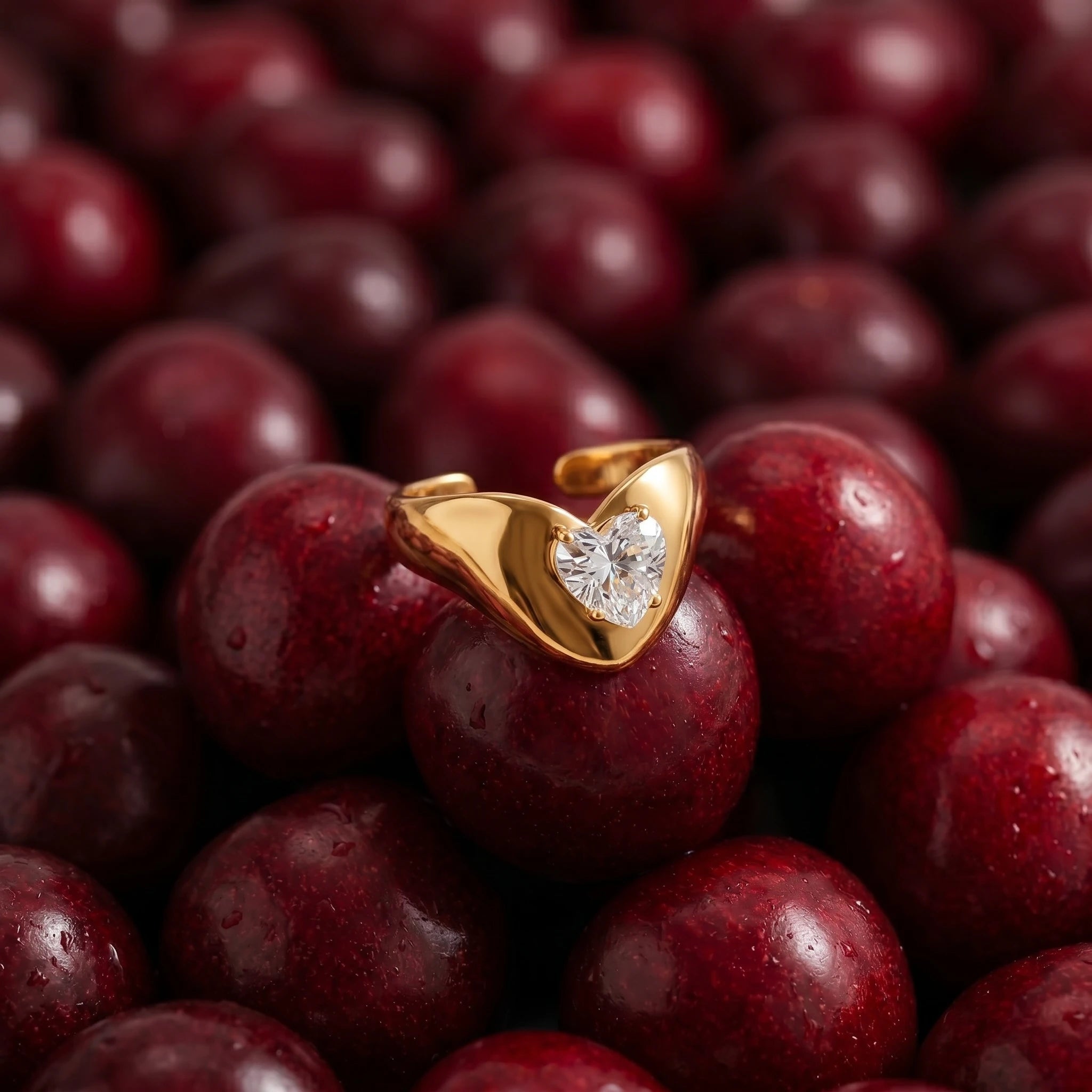 Baguette Crystal Pearl Bypass Ring – 18K PVD Gold Plated