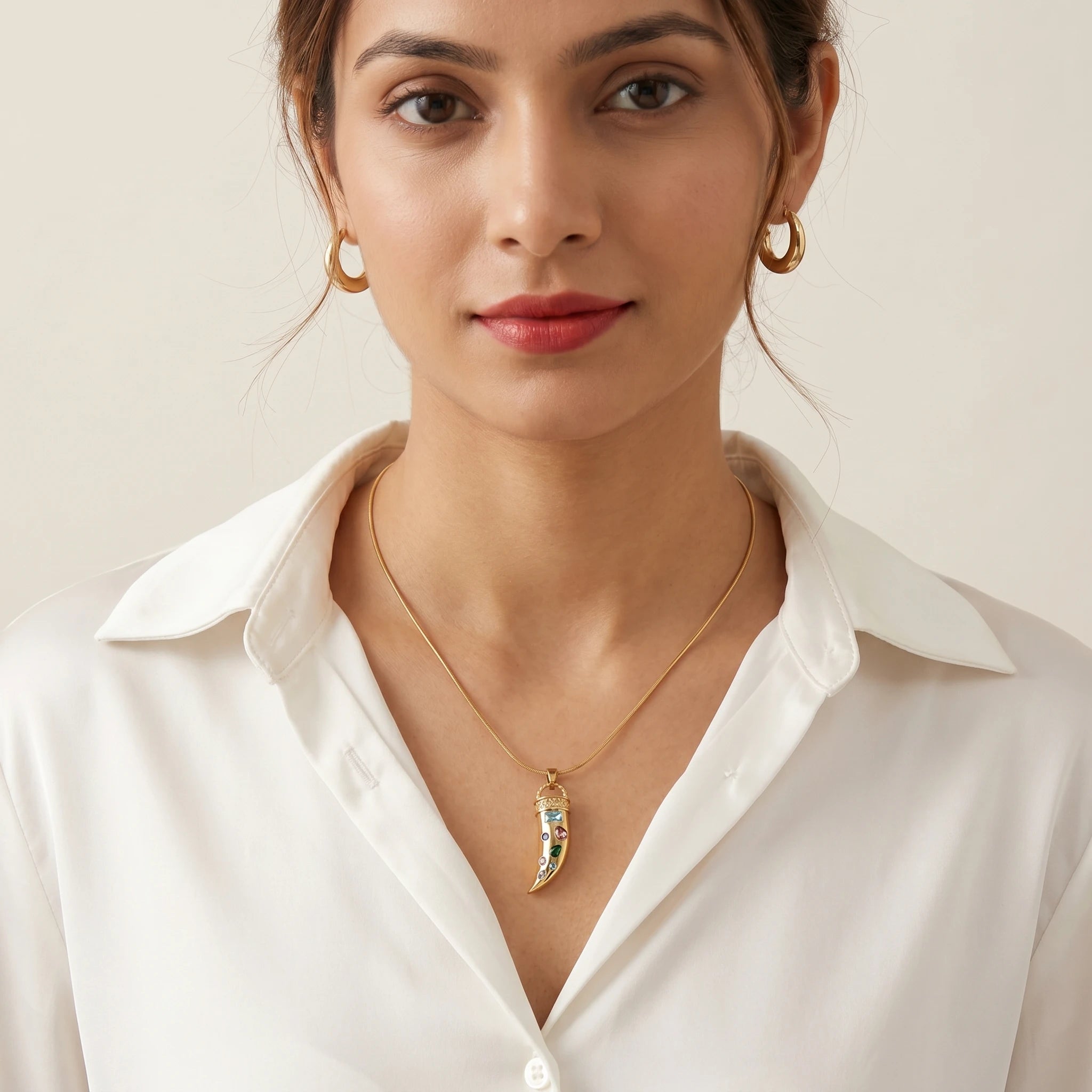 Crystal Pendant Statement Necklace – 18K PVD Gold Plated
