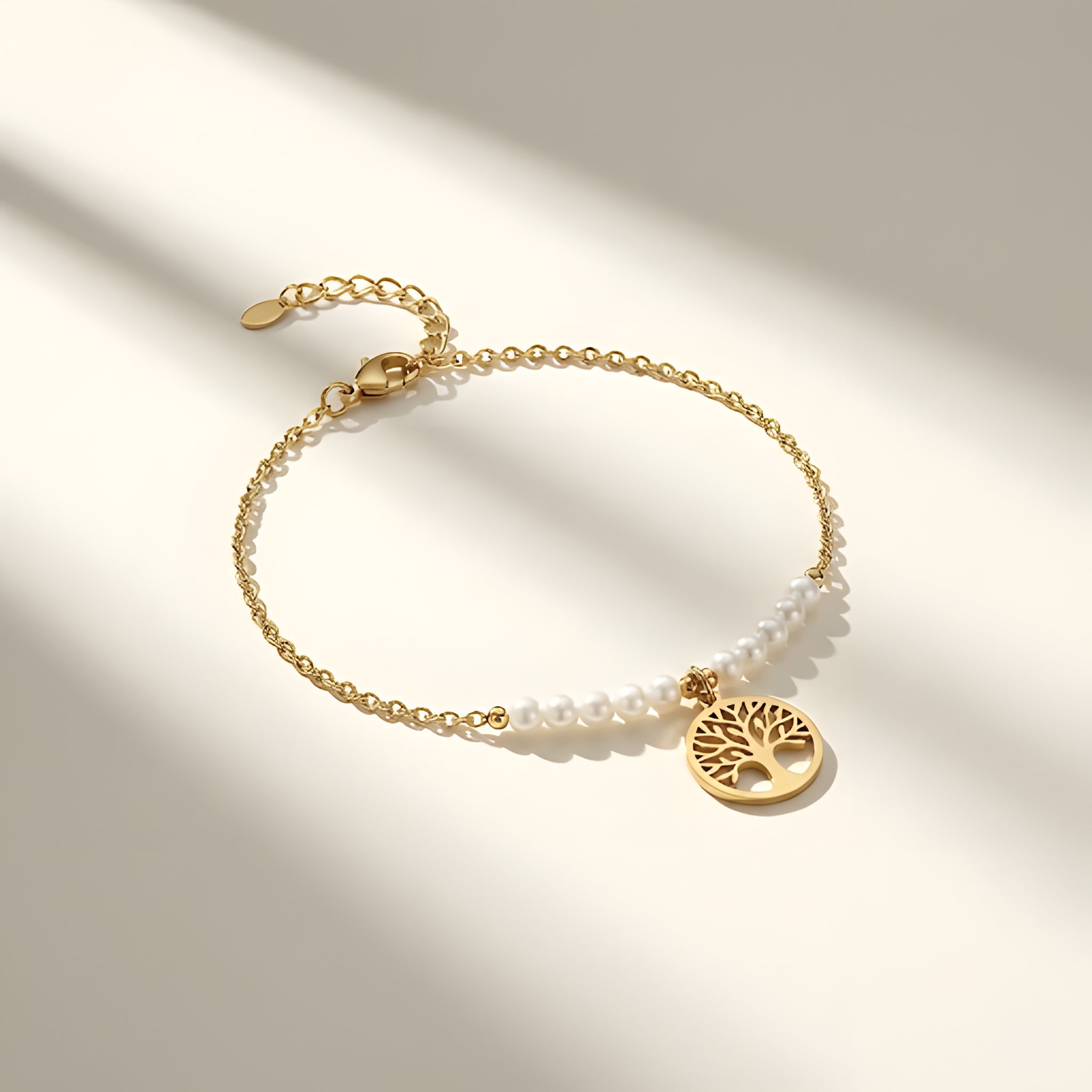 Tree of Life Pearl Bracelet – 18K Gold Plated
