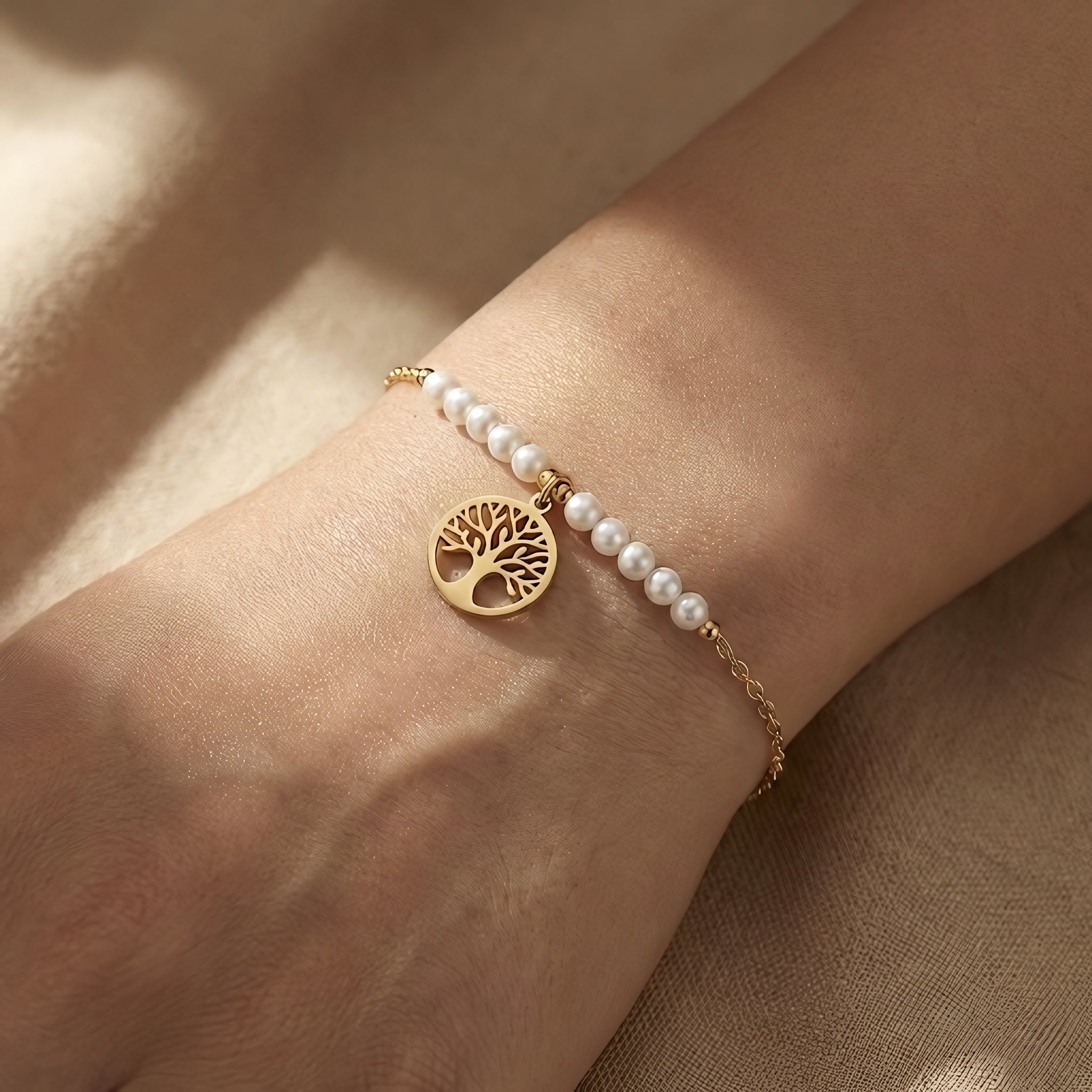 Tree of Life Pearl Bracelet – 18K Gold Plated