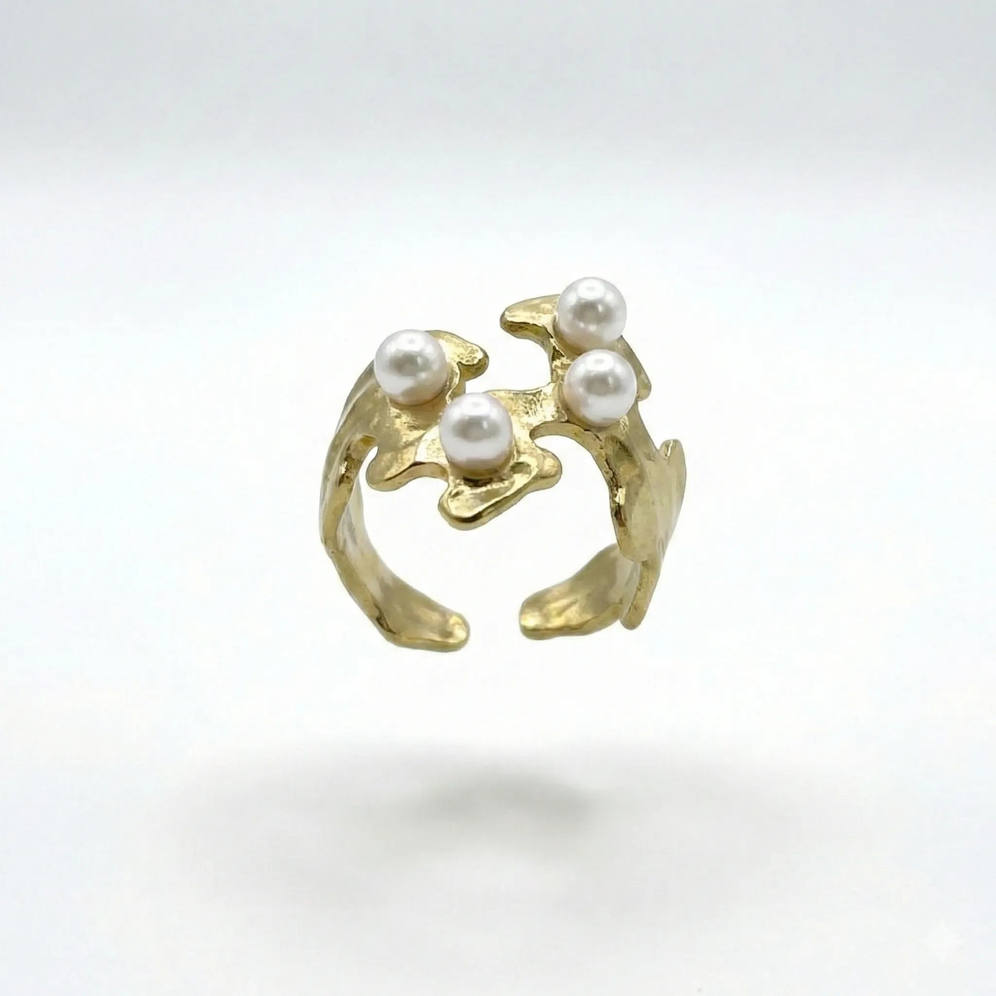 Molten Pearl Statement Ring – 18K Gold Plated