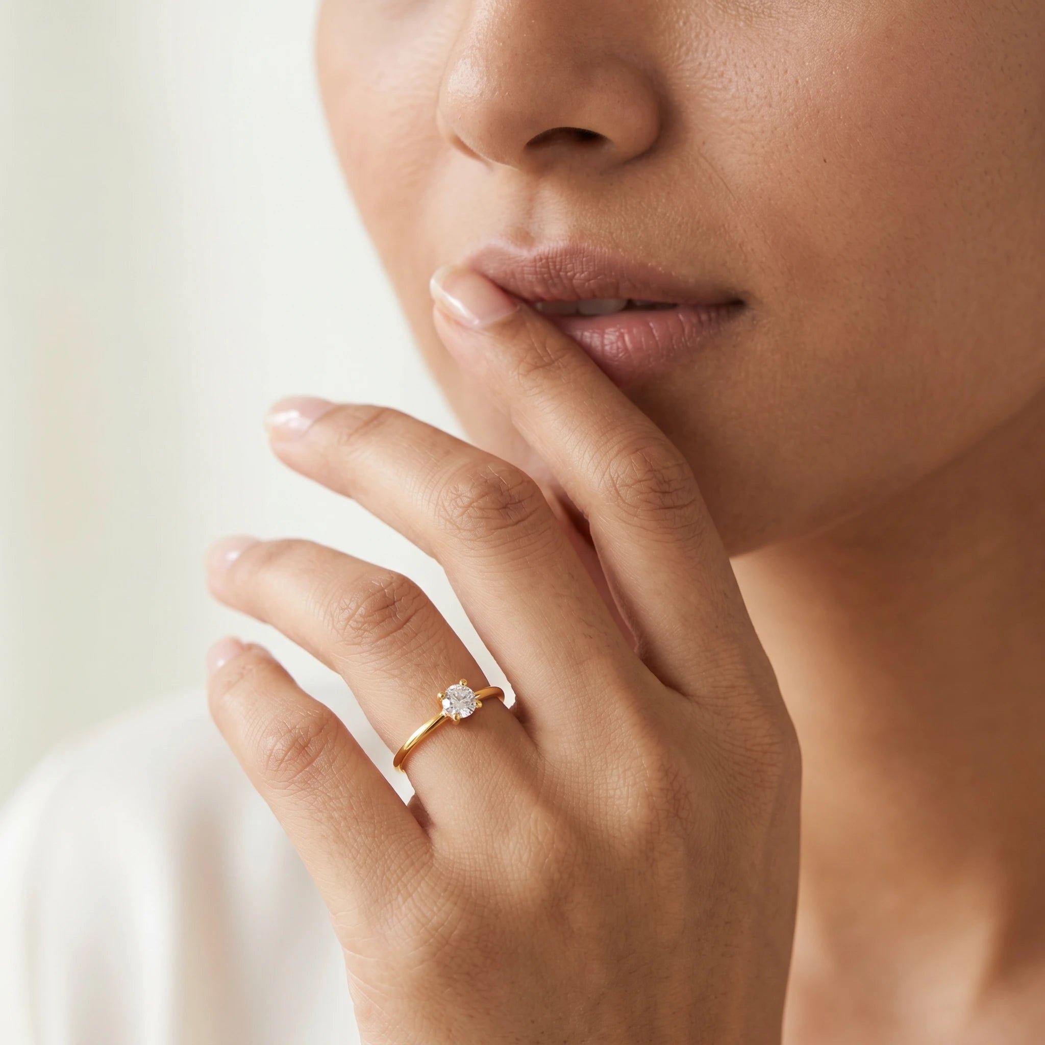 Solitaire Crystal Gold Stacking Ring – 18K PVD Gold Plated