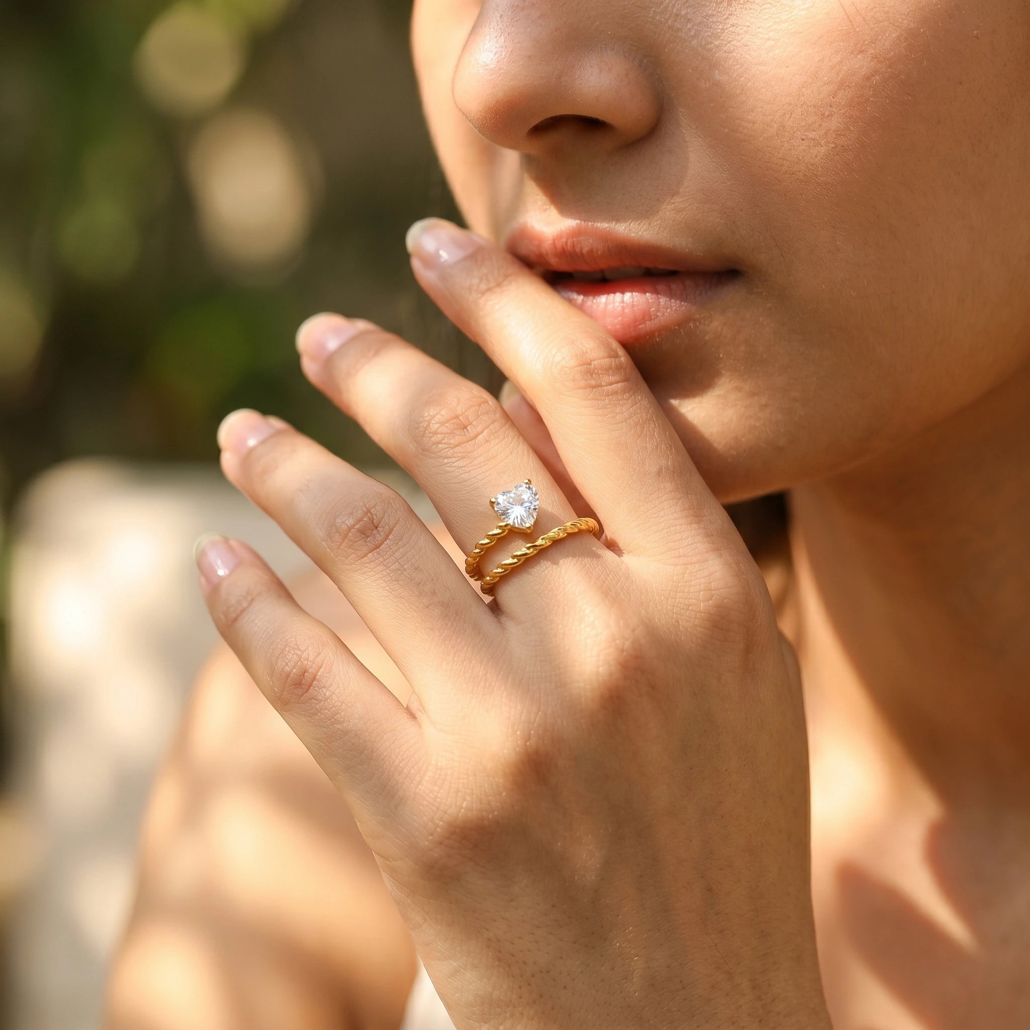 Spiral Wrap Marquise Solitaire Ring – 18K PVD Gold Plated