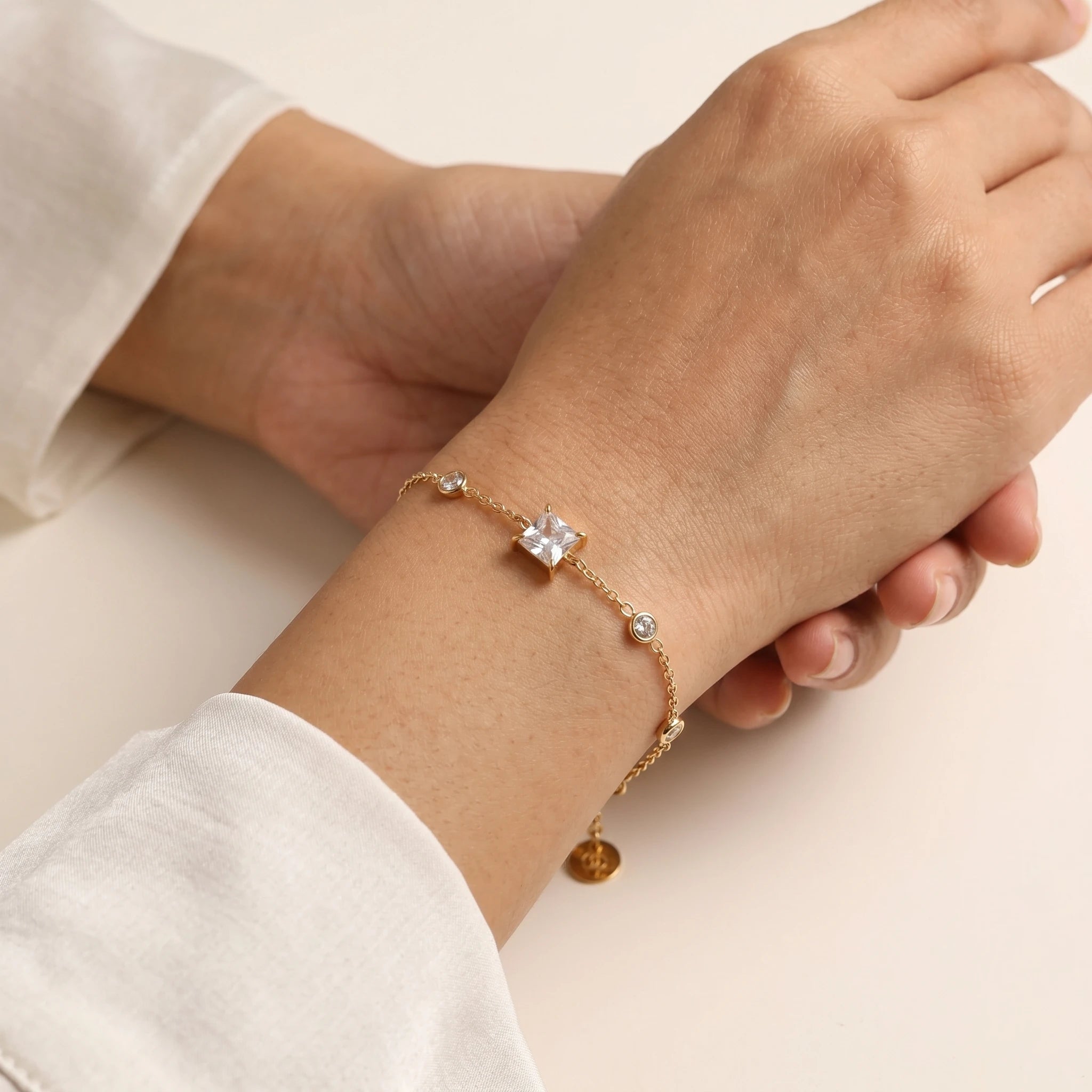 Triple Crystal Chain Bracelet – 18K PVD Gold Plated