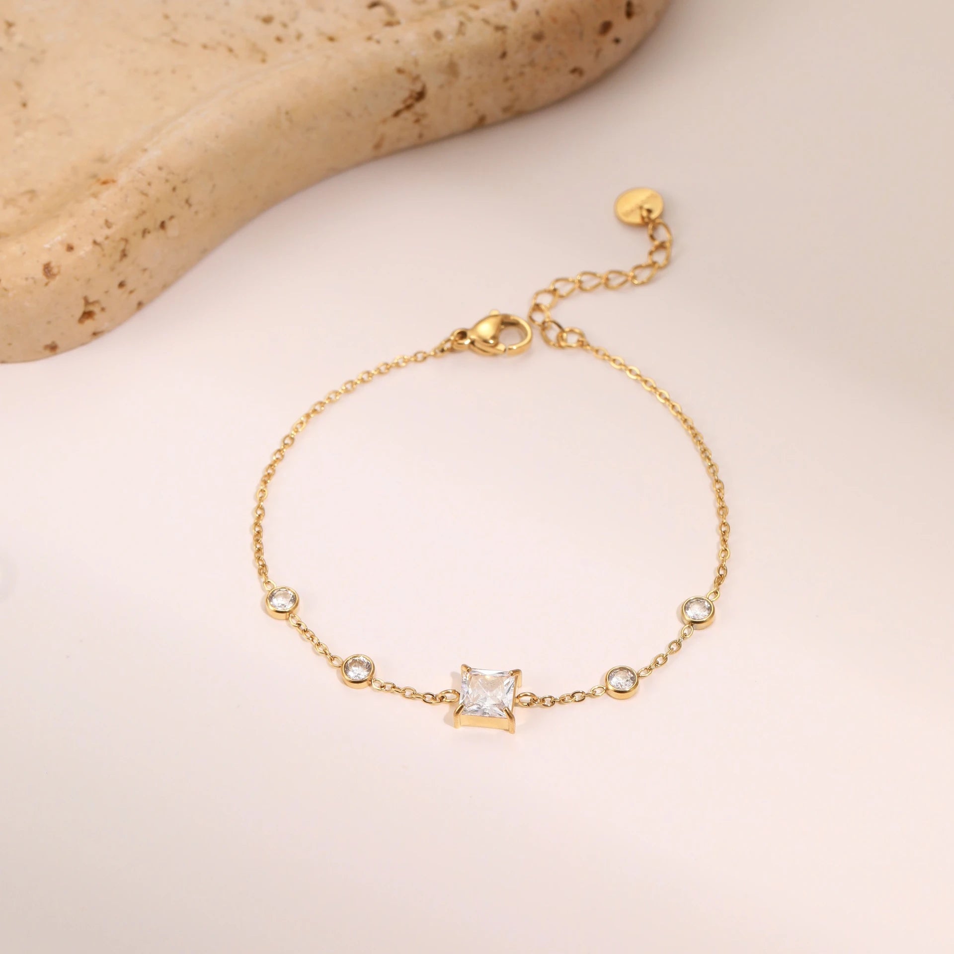 Triple Crystal Chain Bracelet – 18K PVD Gold Plated