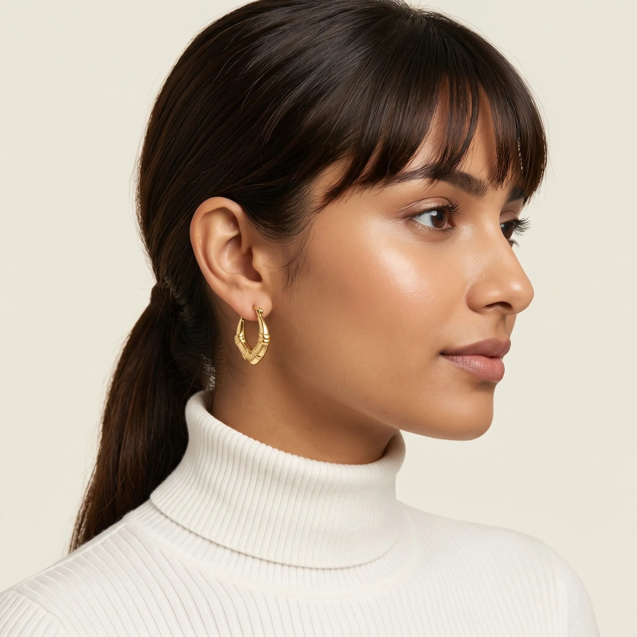 Veda Bamboo Hoops – 18K Gold Plated