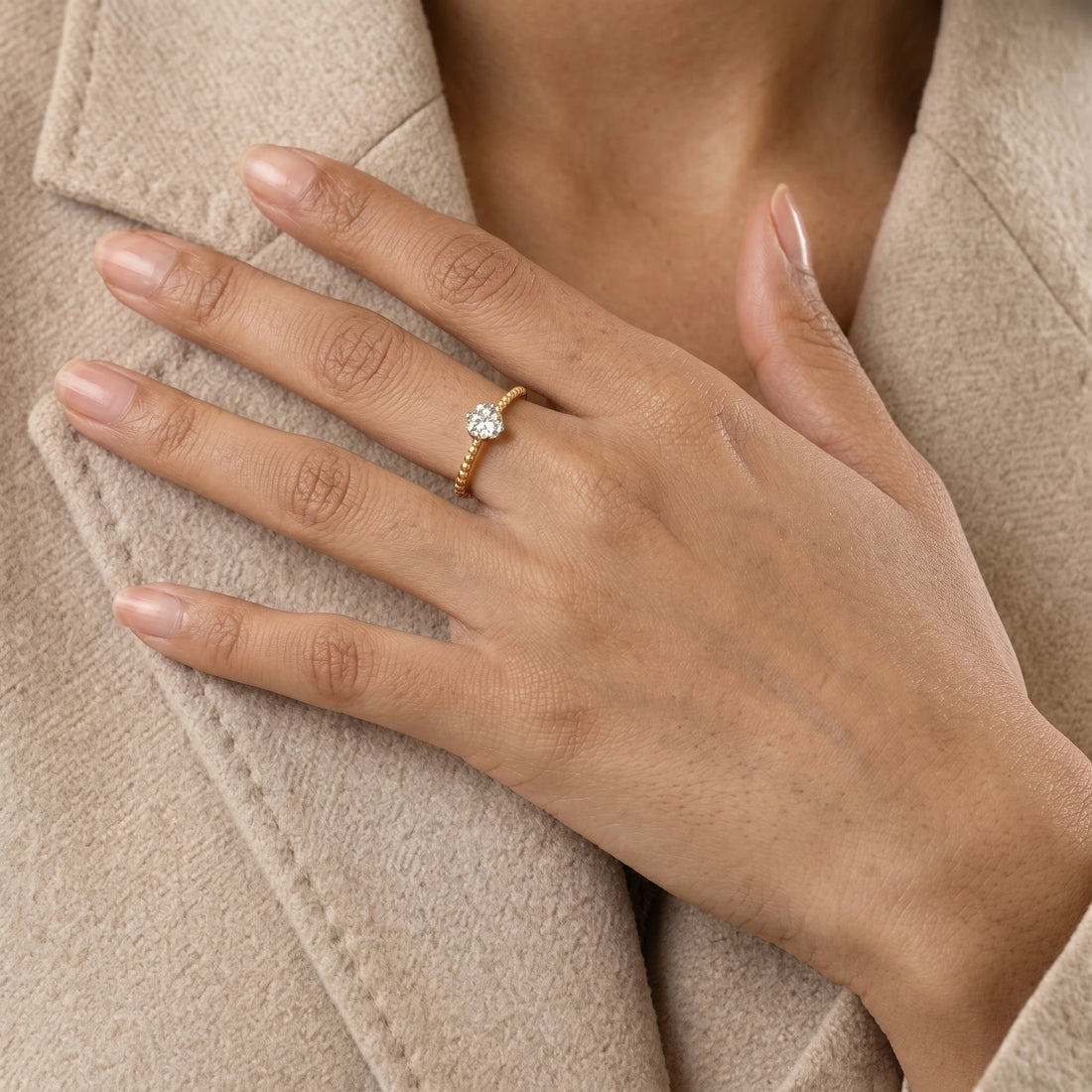Amara Heart Beaded Adjustable Ring – 18K PVD Gold Plated