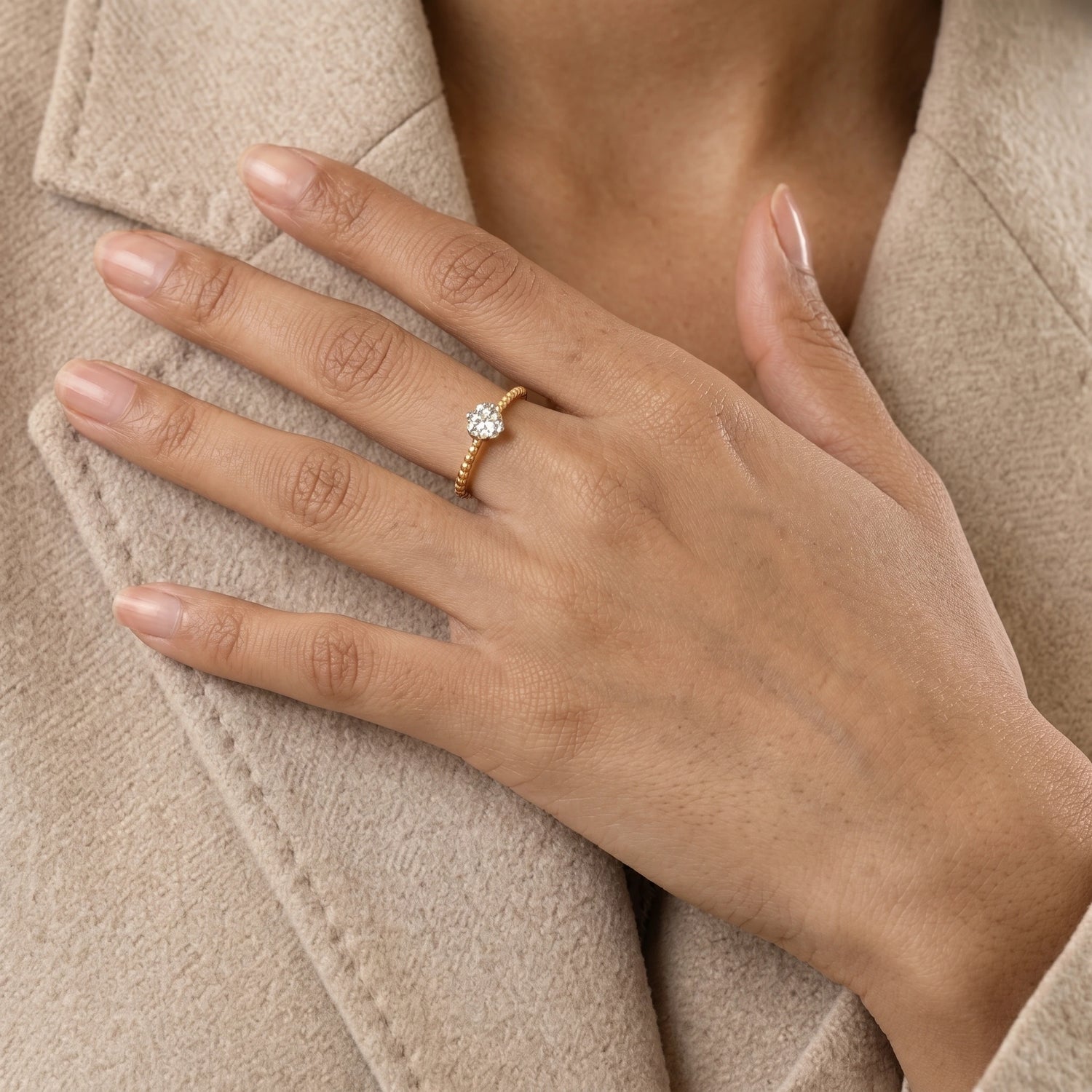 Amara Heart Beaded Adjustable Ring – 18K PVD Gold Plated