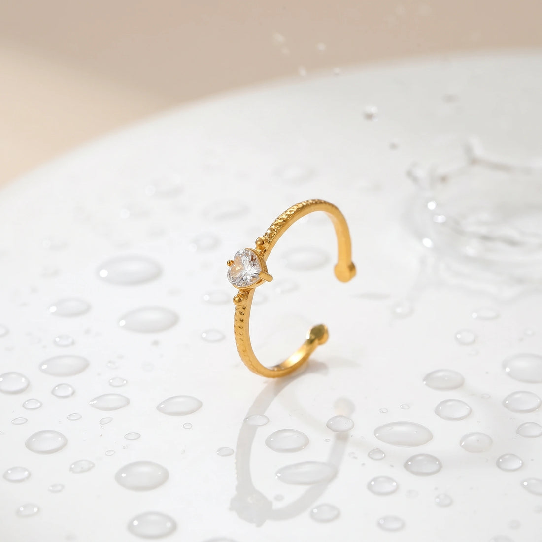 Amara Heart Beaded Adjustable Ring – 18K PVD Gold Plated