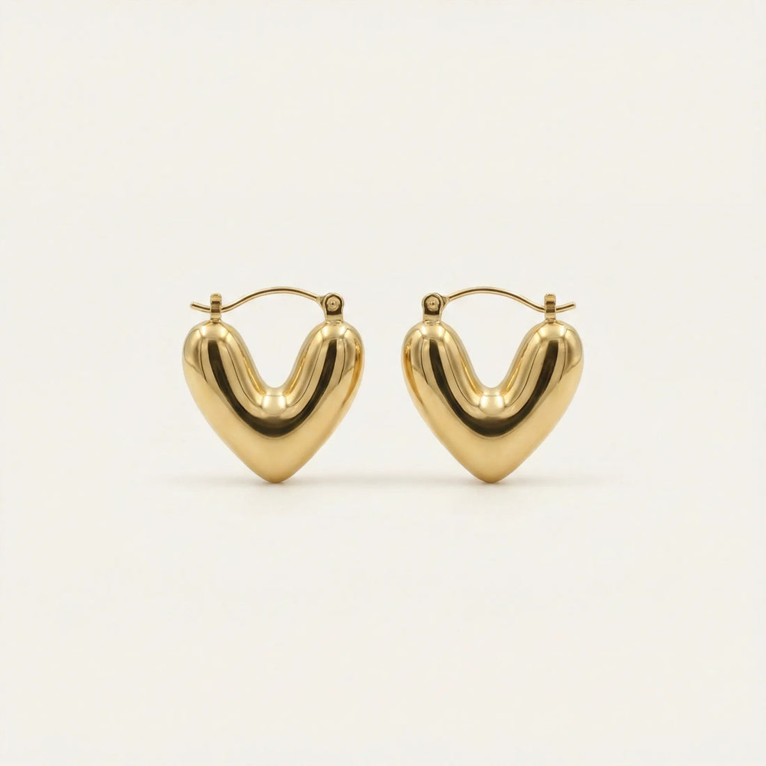 Amour Puffy Heart Hoops – 18K Gold Plated