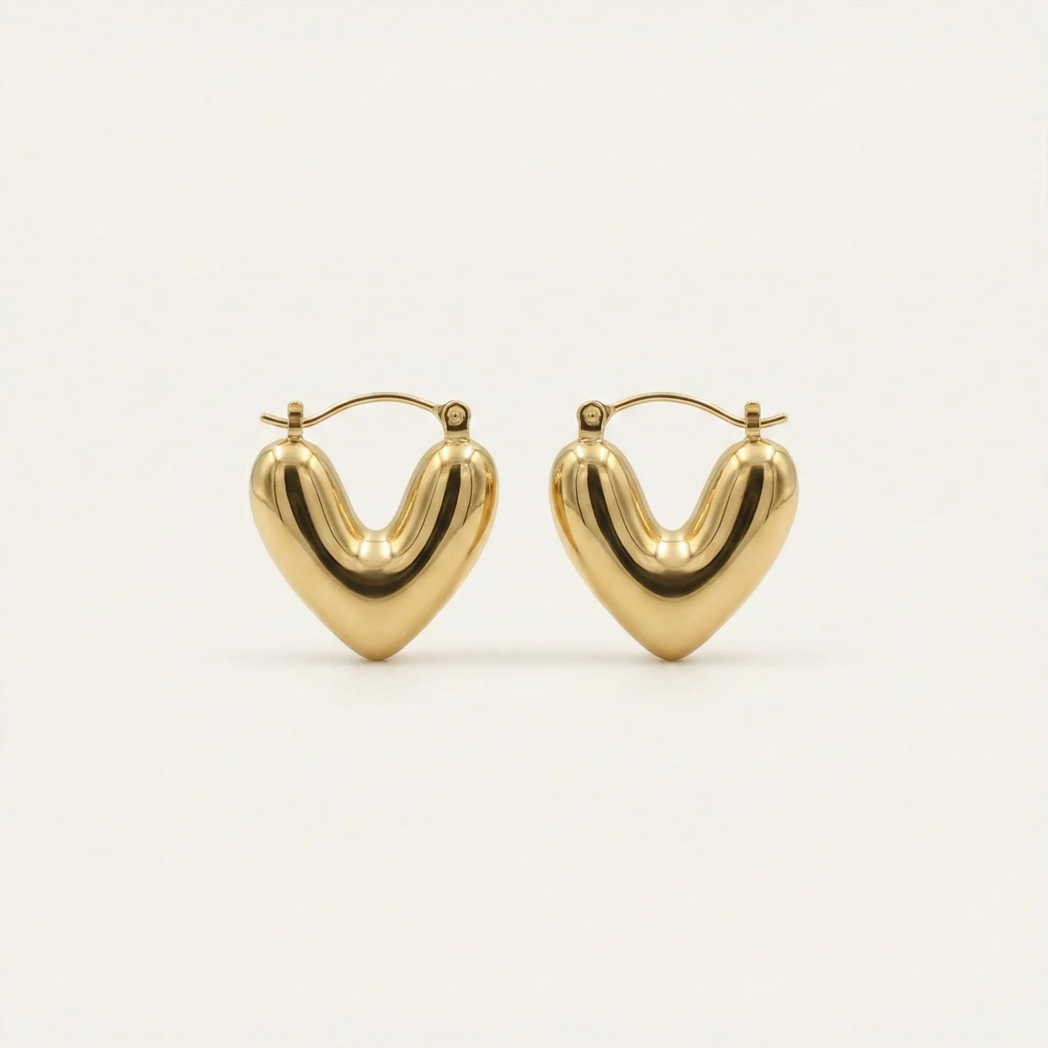 Amour Puffy Heart Hoops – 18K Gold Plated