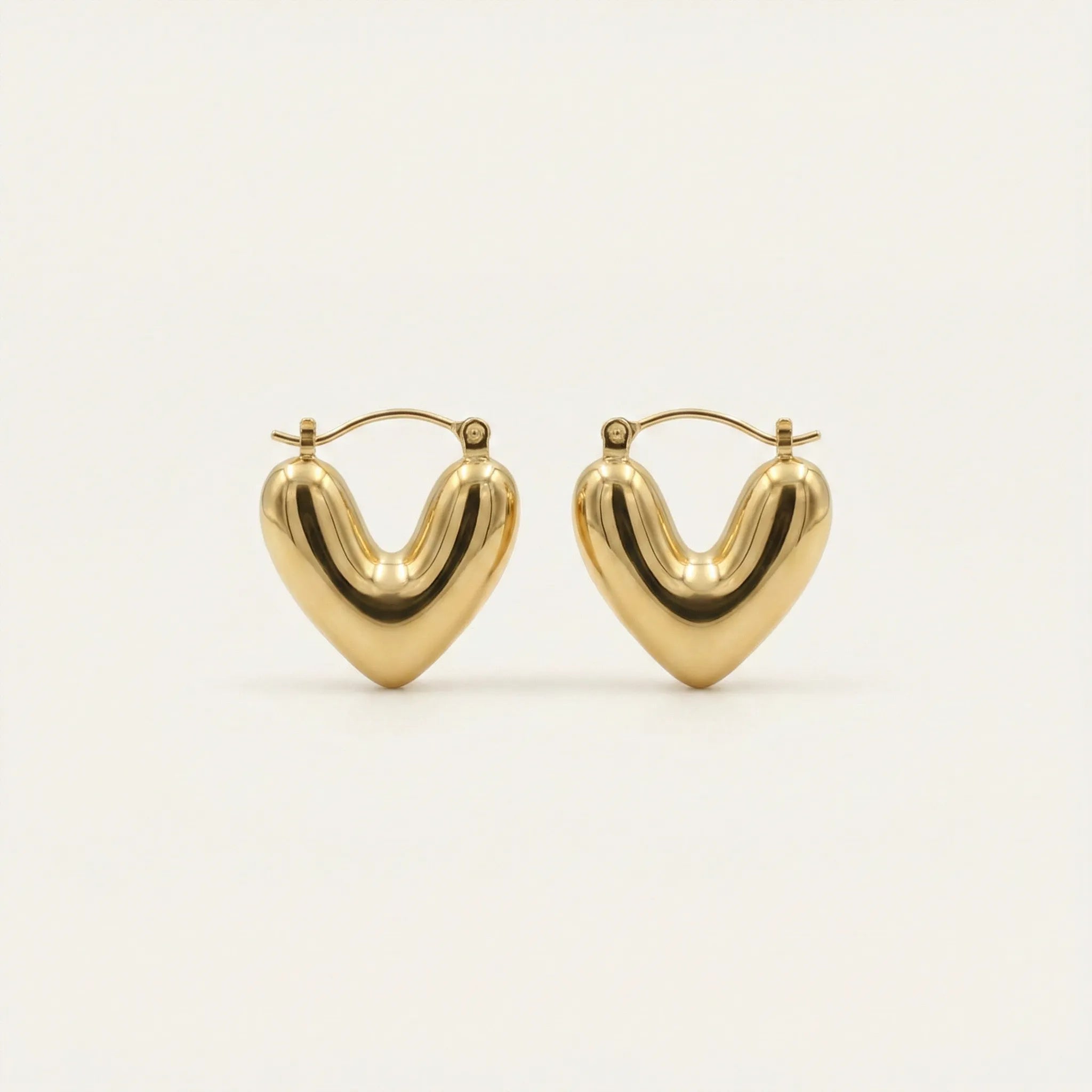Amour Puffy Heart Hoops – 18K Gold Plated