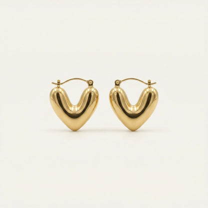 Amour Puffy Heart Hoops – 18K Gold Plated