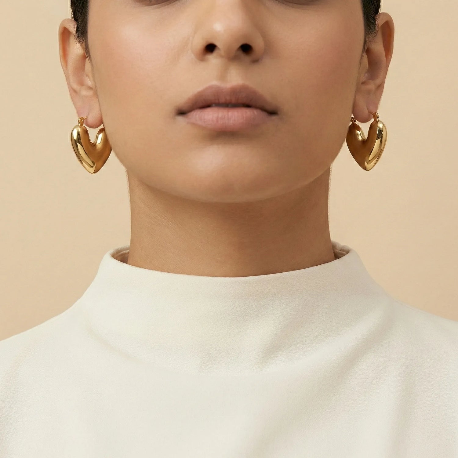 Amour Puffy Heart Hoops – 18K Gold Plated