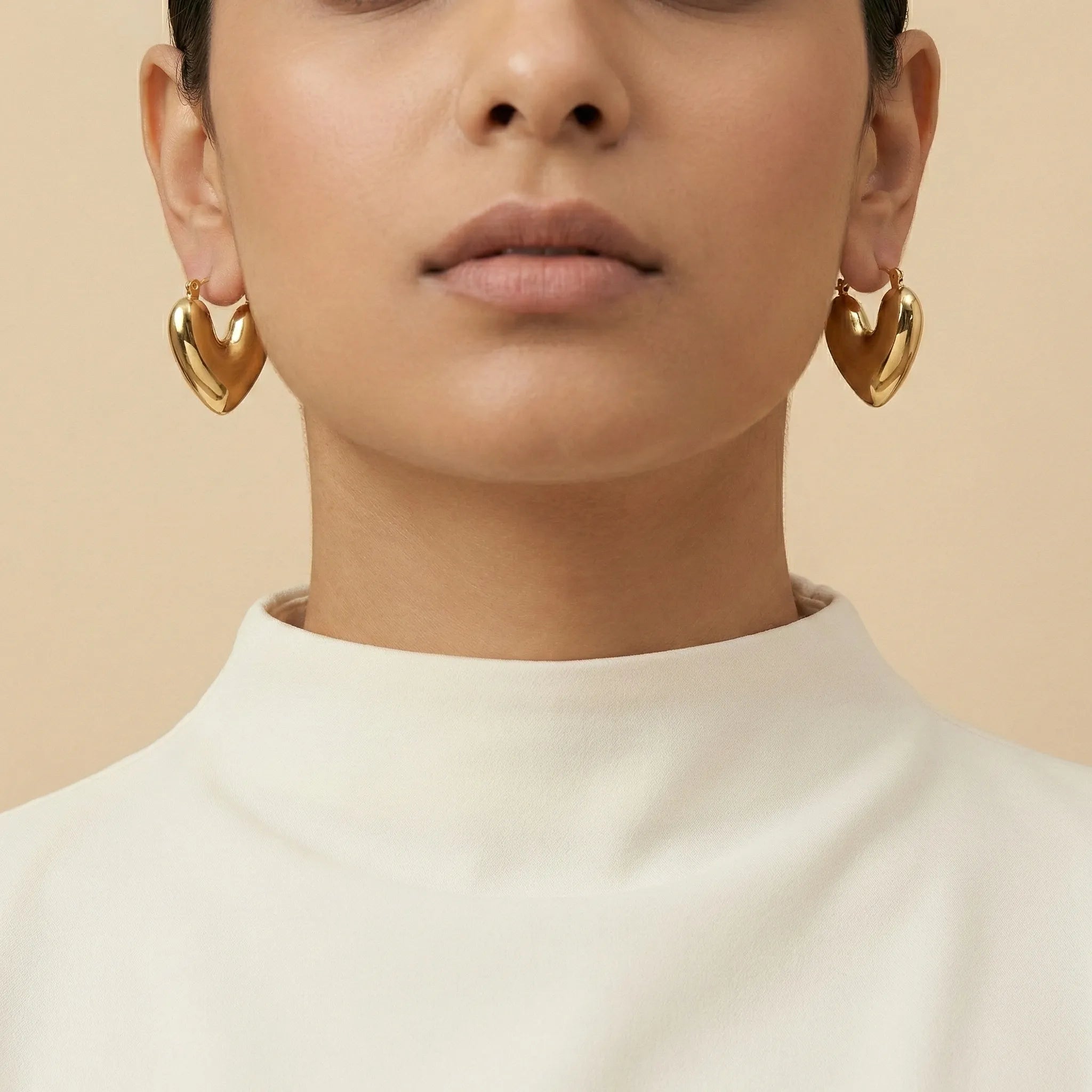 Amour Puffy Heart Hoops – 18K Gold Plated