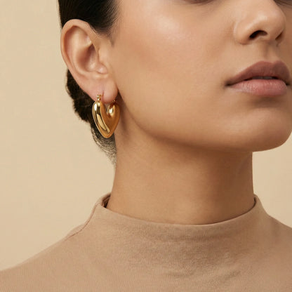 Amour Puffy Heart Hoops – 18K Gold Plated
