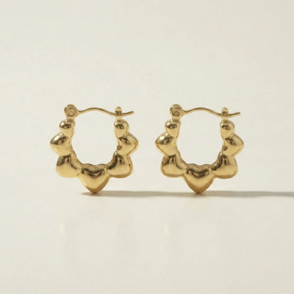 Amour Sculpted Heart Hoops – 18K Gold Plated