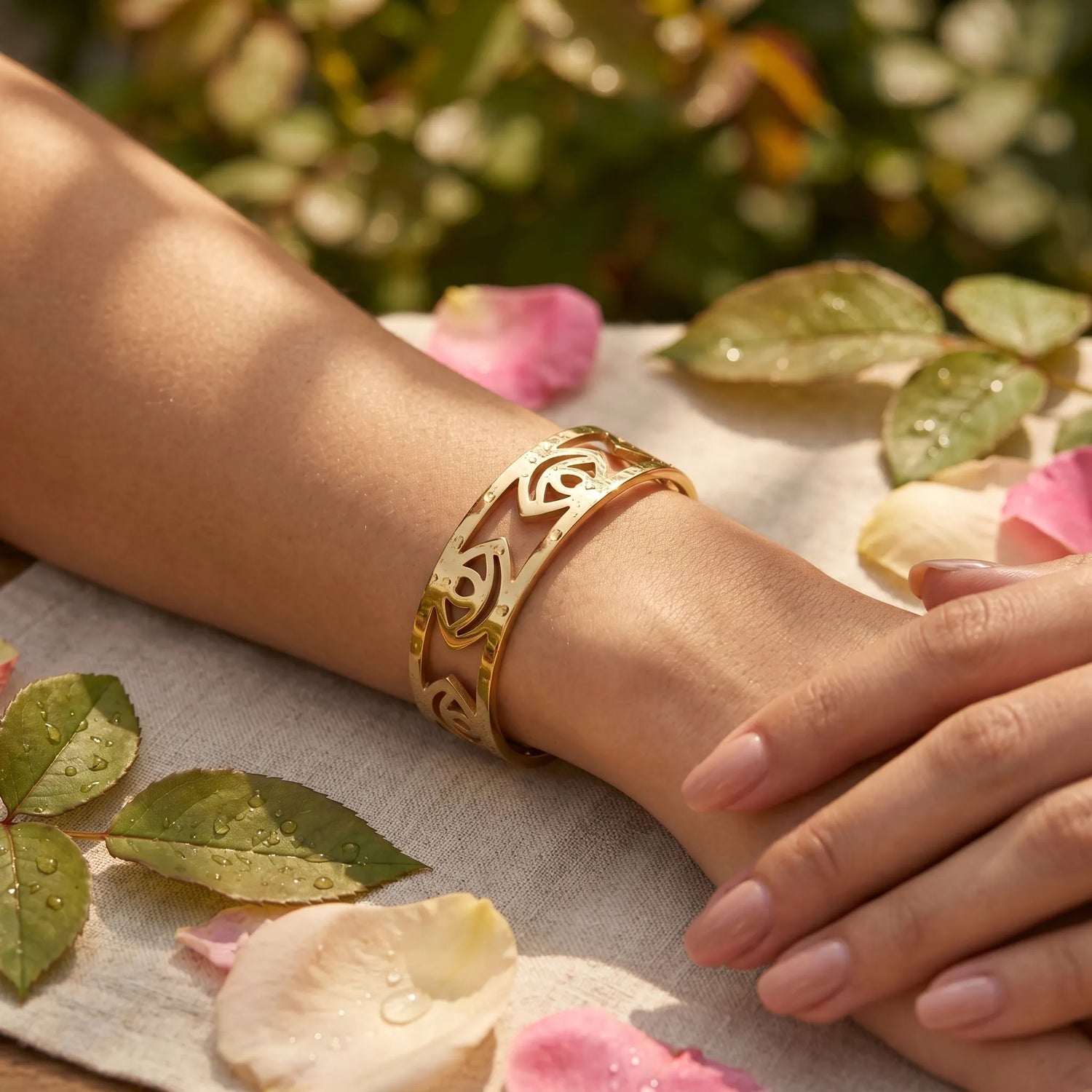 Mystic Eye Open Cuff – 18K Gold Plated