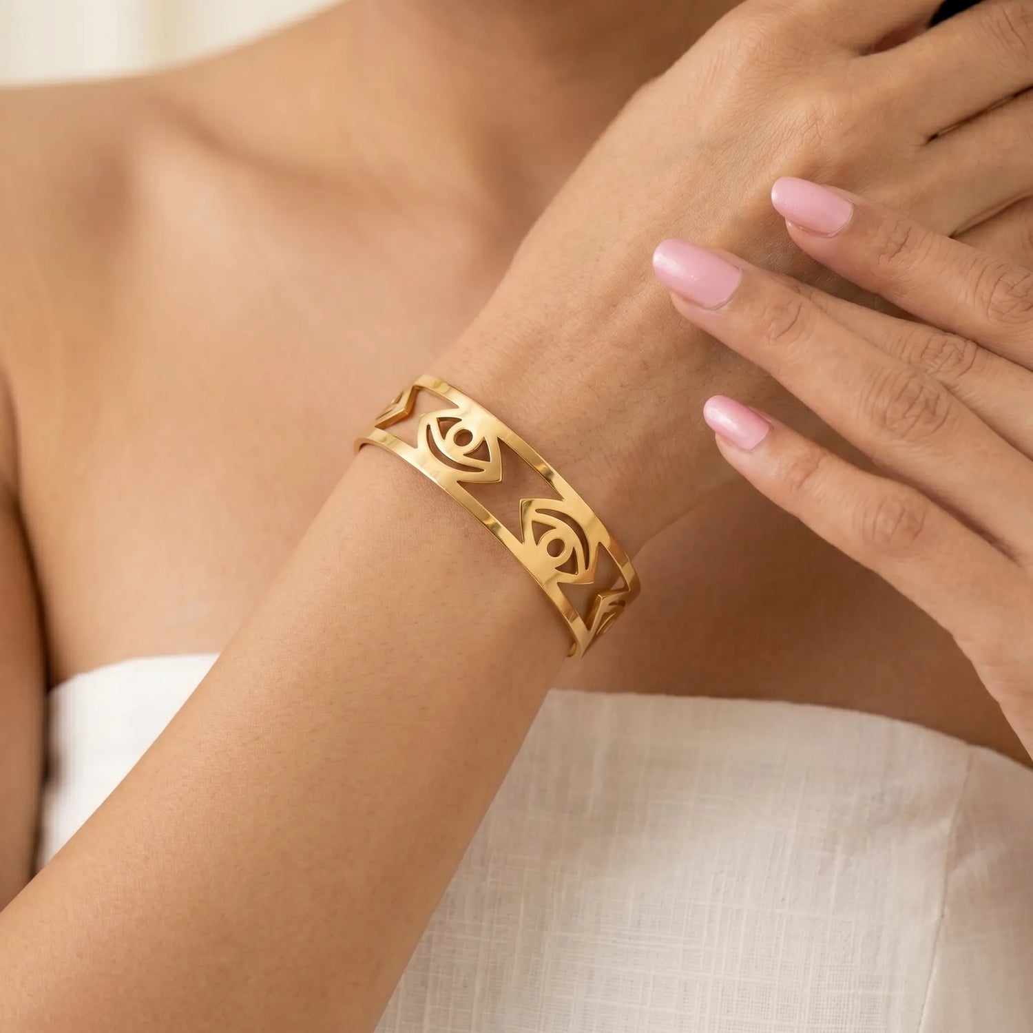 Mystic Eye Open Cuff – 18K Gold Plated