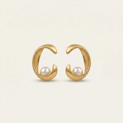 Aurelia Pearl Hoops – 18K Gold Plated