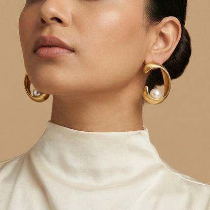 Aurelia Pearl Hoops – 18K Gold Plated