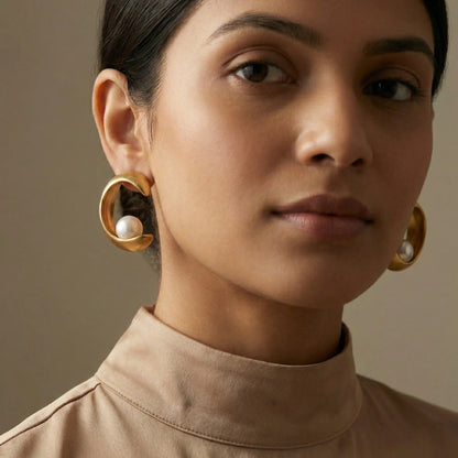 Aurelia Pearl Hoops – 18K Gold Plated