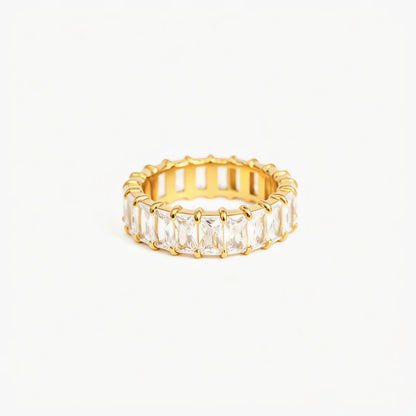 Baguette Crystal Full Eternity Ring – 18K PVD Gold Plated