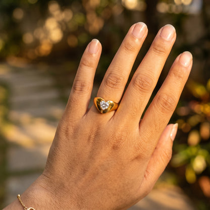 Baguette Crystal Pearl Bypass Ring – 18K PVD Gold Plated