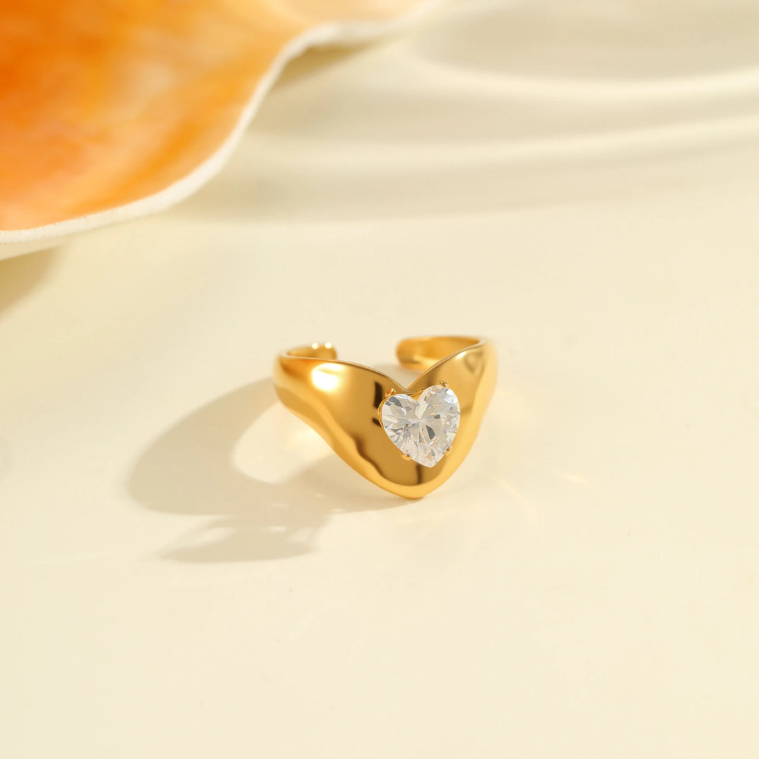 Baguette Crystal Pearl Bypass Ring – 18K PVD Gold Plated