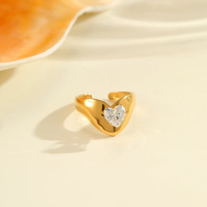 Baguette Crystal Pearl Bypass Ring – 18K PVD Gold Plated