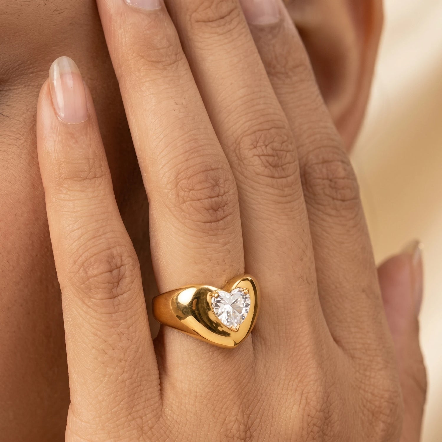Baguette Crystal Pearl Bypass Ring – 18K PVD Gold Plated