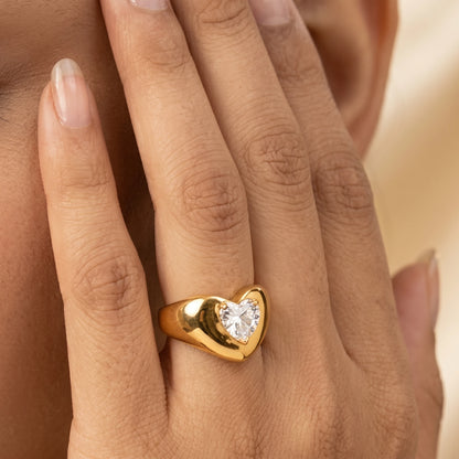 Baguette Crystal Pearl Bypass Ring – 18K PVD Gold Plated