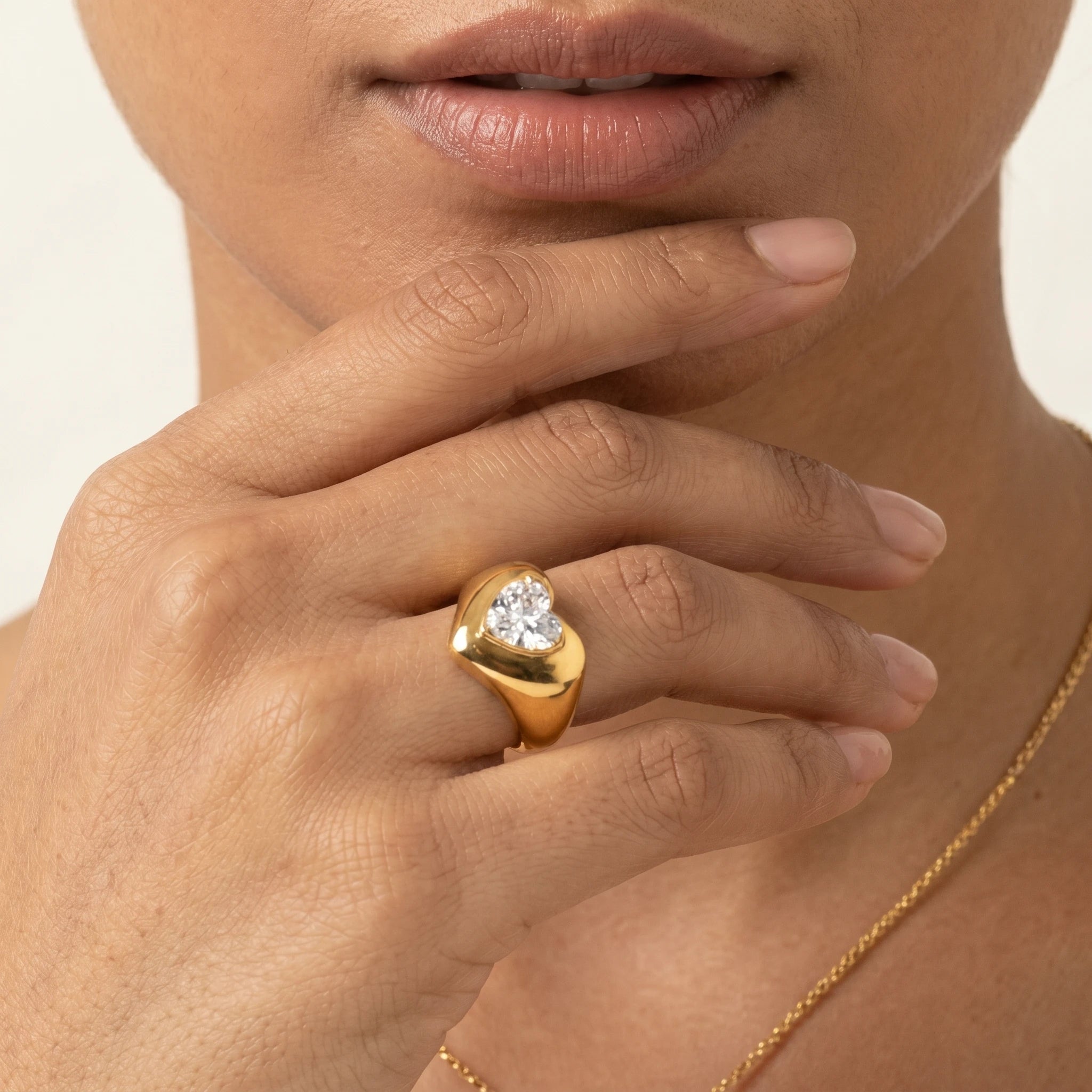 Baguette Crystal Pearl Bypass Ring – 18K PVD Gold Plated