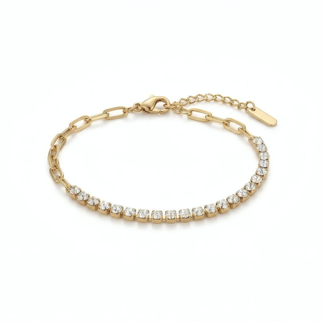 Crystal Link Hybrid Bracelet – 18K Gold Plated