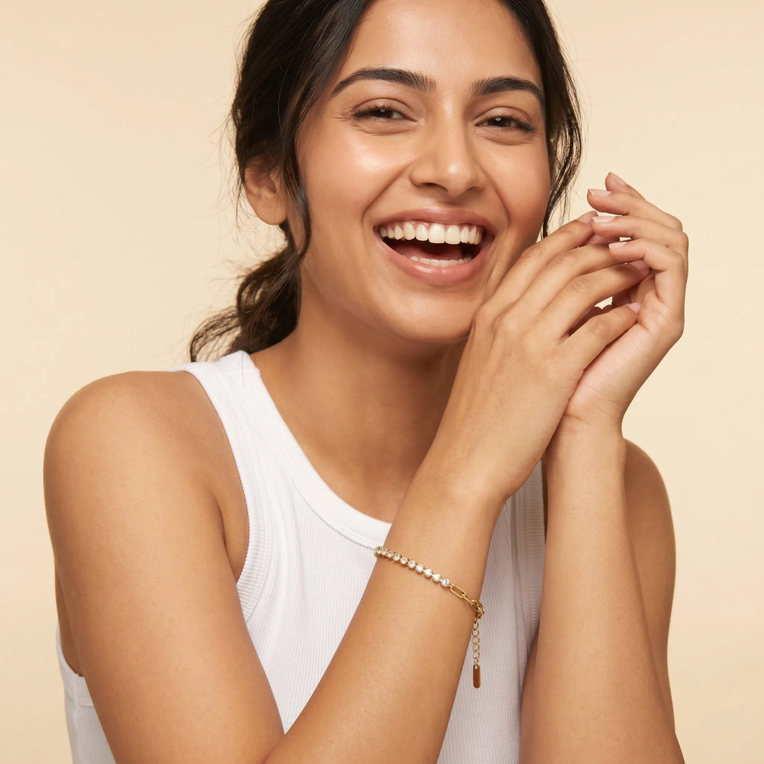 Crystal Link Hybrid Bracelet – 18K Gold Plated
