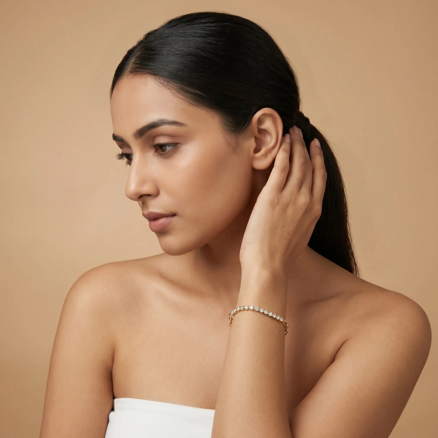 Crystal Link Hybrid Bracelet – 18K Gold Plated