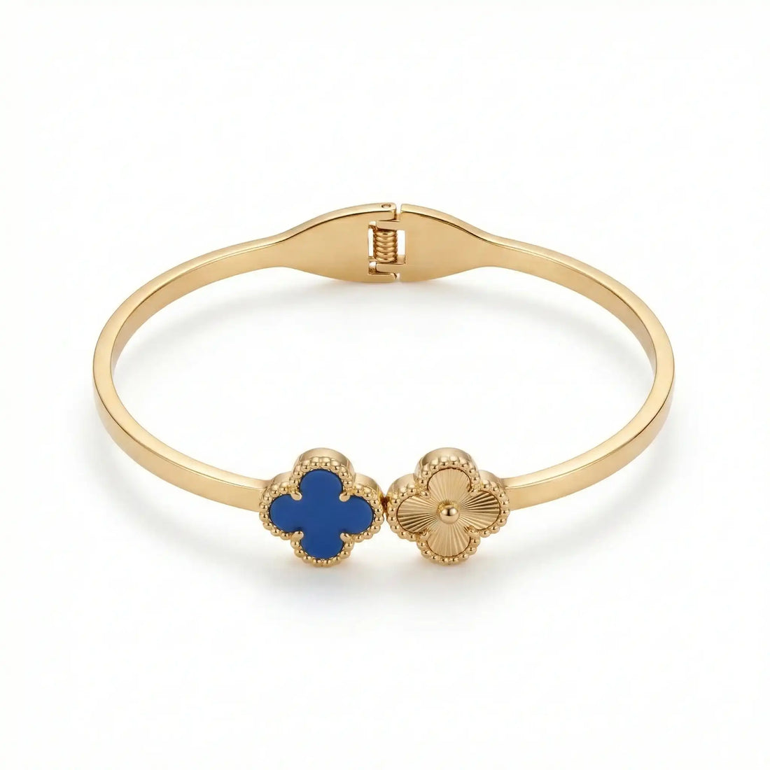 Blue &amp; Gold Clover Cuff – 18K Gold Plated