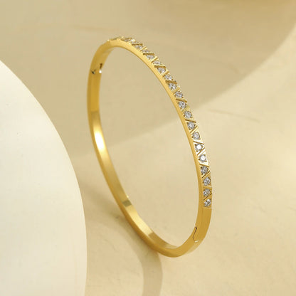 Chevron Crystal Pave Bangle Bracelet – 18K PVD Gold Plated