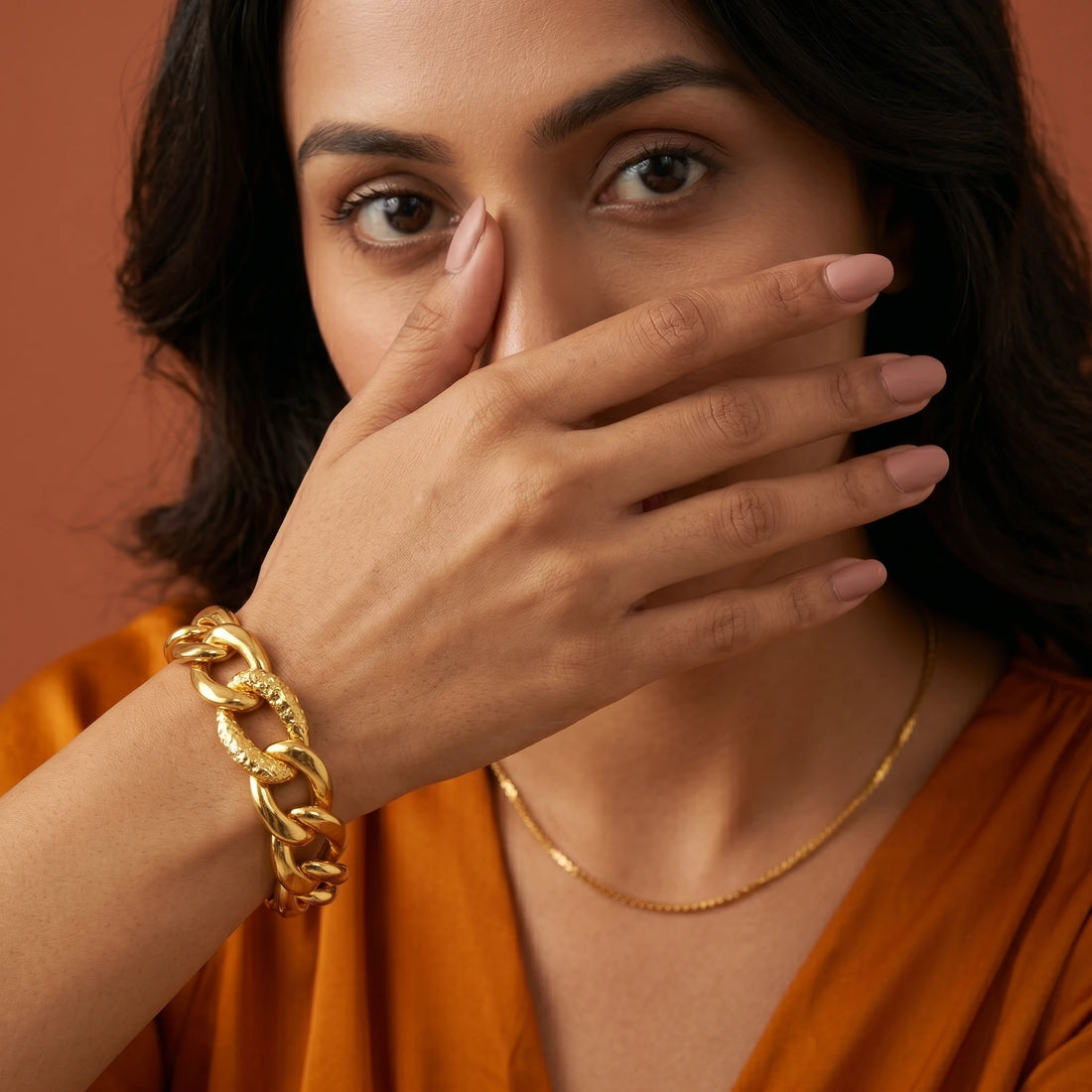 Chunky Curb Chain Cuff Bracelet – 18K PVD Gold Plated