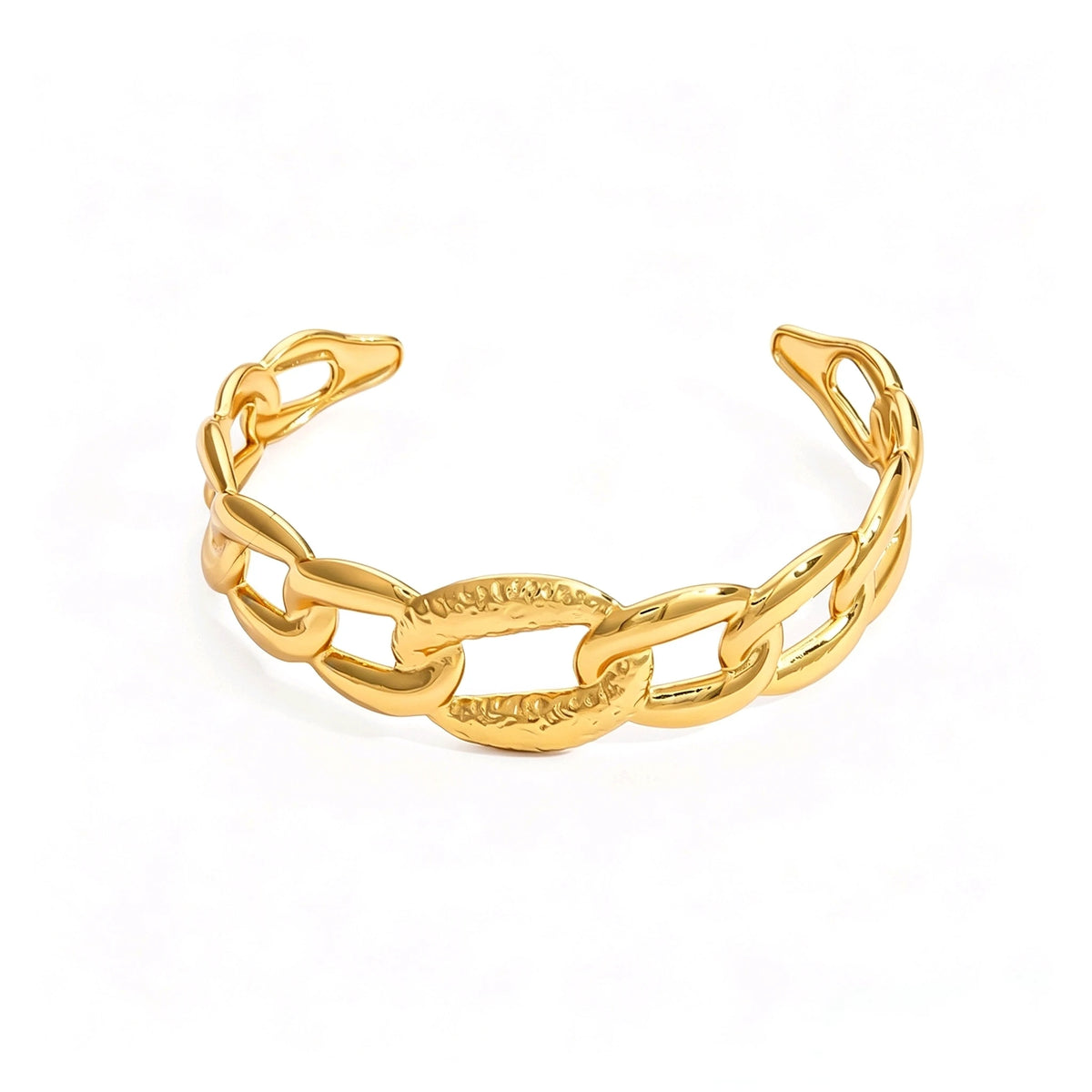 Chunky Curb Chain Cuff Bracelet – 18K PVD Gold Plated