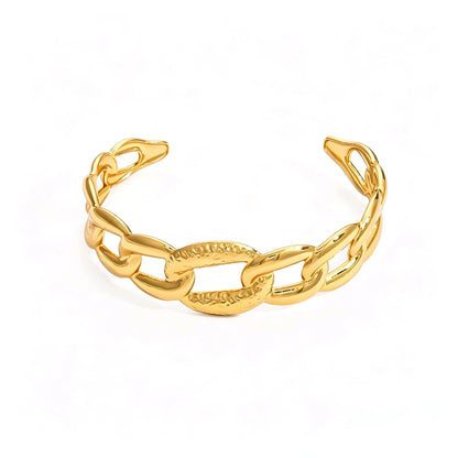 Chunky Curb Chain Cuff Bracelet – 18K PVD Gold Plated