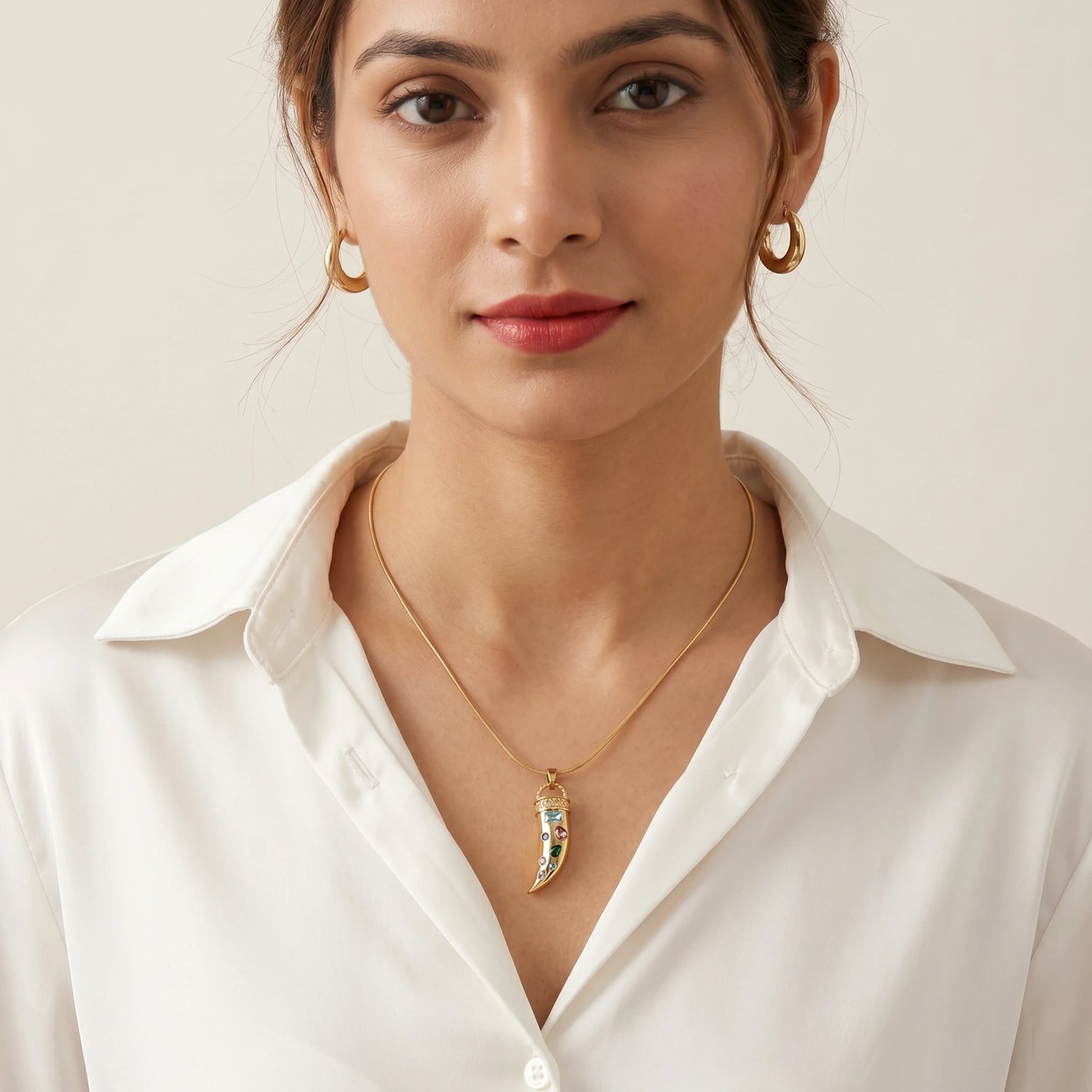 Crystal Pendant Statement Necklace – 18K PVD Gold Plated