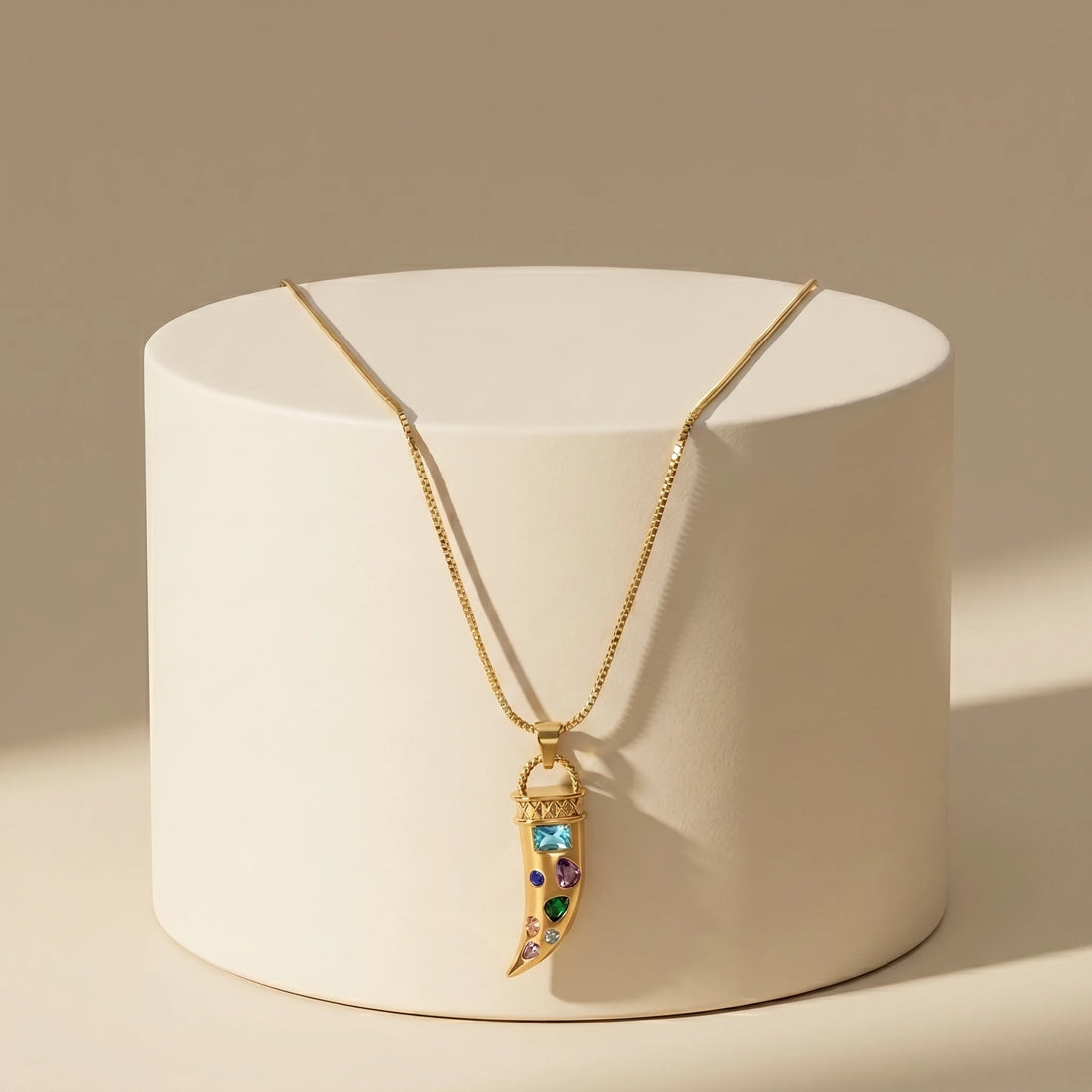 Crystal Pendant Statement Necklace – 18K PVD Gold Plated