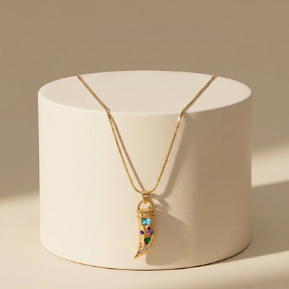 Crystal Pendant Statement Necklace – 18K PVD Gold Plated