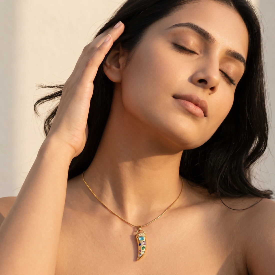 Crystal Pendant Statement Necklace – 18K PVD Gold Plated