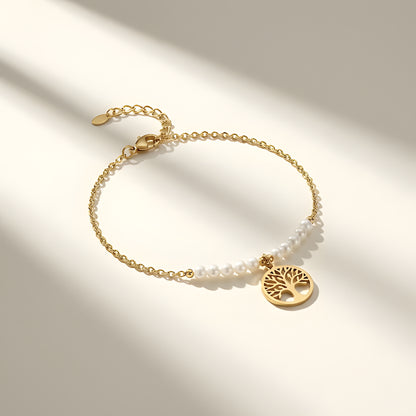Tree of Life Pearl Bracelet – 18K Gold Plated