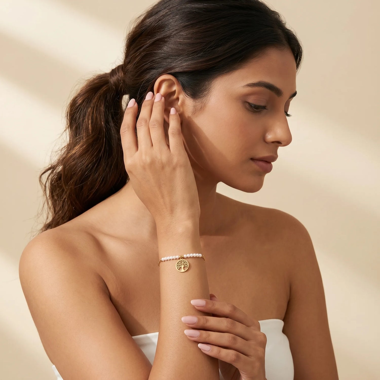 Tree of Life Pearl Bracelet – 18K Gold Plated