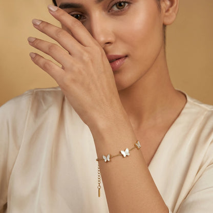 Pearl Butterfly Bracelet – 18K Gold Plated