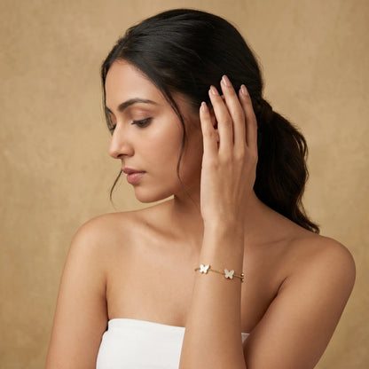 Pearl Butterfly Bracelet – 18K Gold Plated