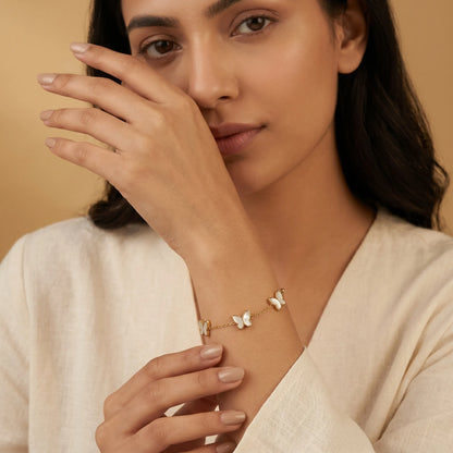 Pearl Butterfly Bracelet – 18K Gold Plated